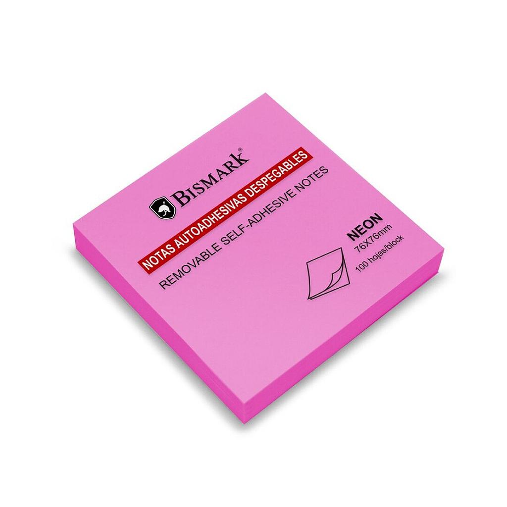 TACO NOTAS ADHESIVAS 76x76mm ROSA NEON BISMARK Ref. 310519