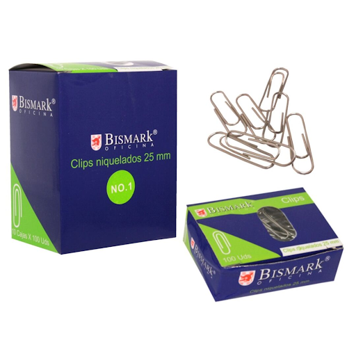 CAJA de 100 CLIPS 25mm Nº 1 BISMARK Ref. 316867