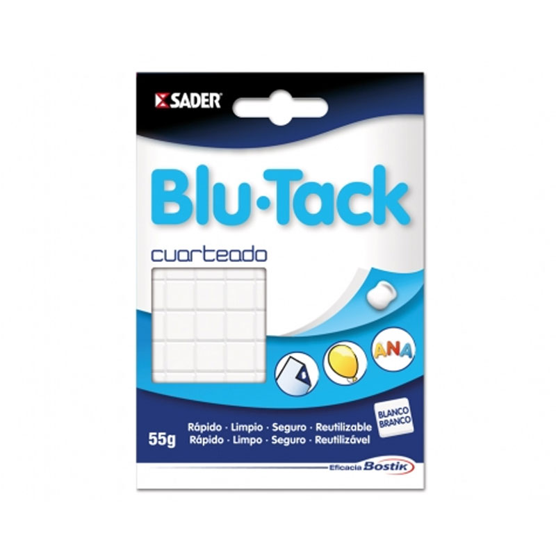 SOBRE DE MASILLA ADHESIVA BLU-TACK BLANCO CUARTEADO 55grs Ref. 1739