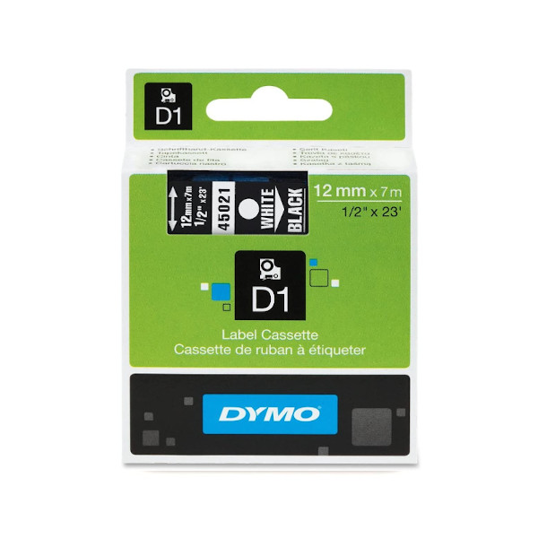 CINTA DYMO D1 12mmX7mt FONDO NEGRO LETRA BLANCA Ref. 45021 / S0720610