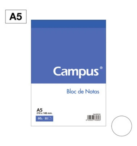 [MKO001113] Bloc notas A5 Campus University – liso, 80H, 60 g, microperforado[001113] 