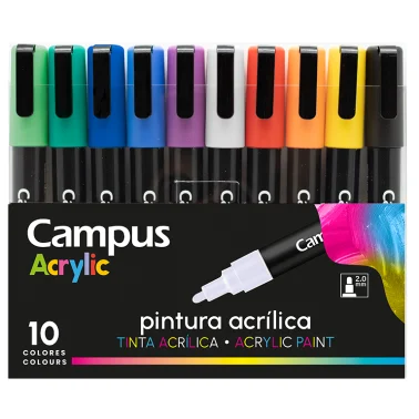 [BRCAM0003] Rotuladores acrílicos punta redonda 2 mm Campus Acrylic – 10 colores[081698] 