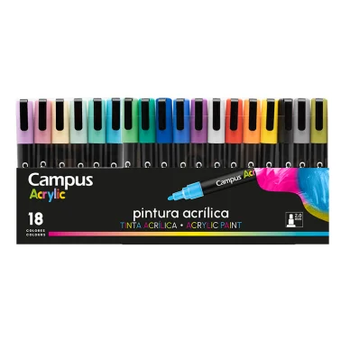 [BRCAM0004] Rotuladores acrílicos punta redonda 2 mm Campus Acrylic – 18 colores[081667] 