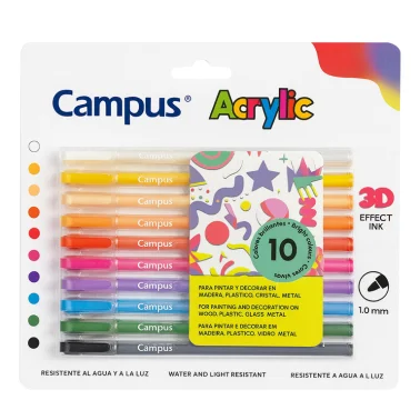 [BRCAM0010] Rotuladores acrílicos punta fina Campus Acrylic 3D - 10 colores[081814] 