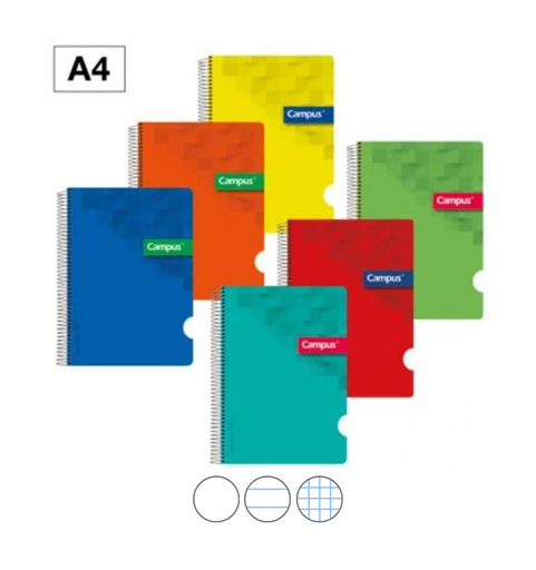 Bloc A4 Campus – 80 H, 90 g, espiral, tapa plástico