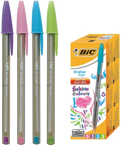[BRBCC0030] Bolígrafos Bic Cristal Fun – colores surtidos, caja 20 uds[895793] 