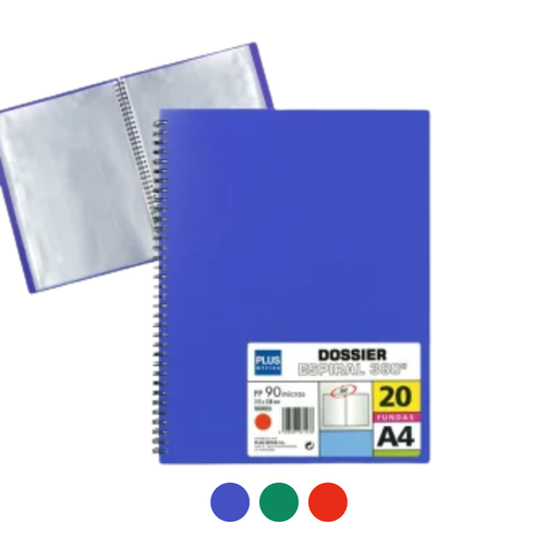 Tarifario A4 Plus Office – espiral, tapa dura polipropileno, 20 fundas