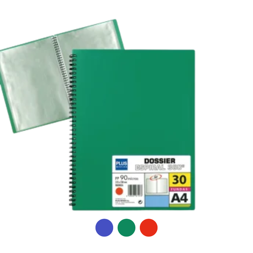 Tarifario A4 Plus Office – espiral, tapa dura polipropileno, 30 fundas