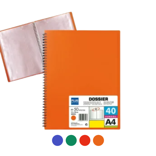 Tarifario A4 Plus Office – espiral, tapa dura polipropileno, 40 fundas