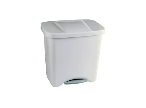[MOMKP749775] Papelera con pedal Dahi - 50 l, blanca, tapa de color, con divisor interior[5124] 
