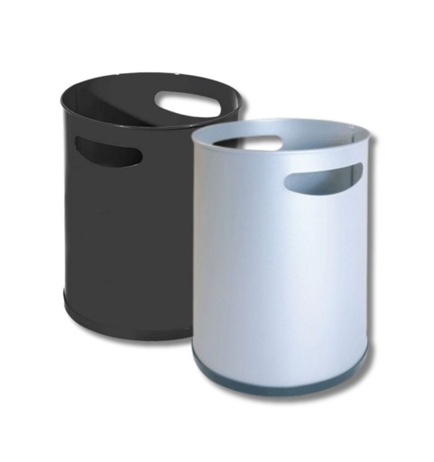 Papelera metálica SIE – 12 L, con asa, negra o plata, 33×21 cm