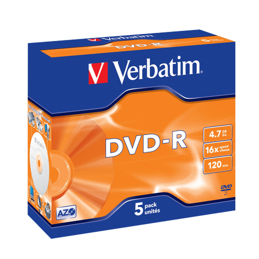 [DKEMT00041] Pack 5 DVDs grabables Verbatim DVD‑R – 4.7 GB, 120 min[43519] 