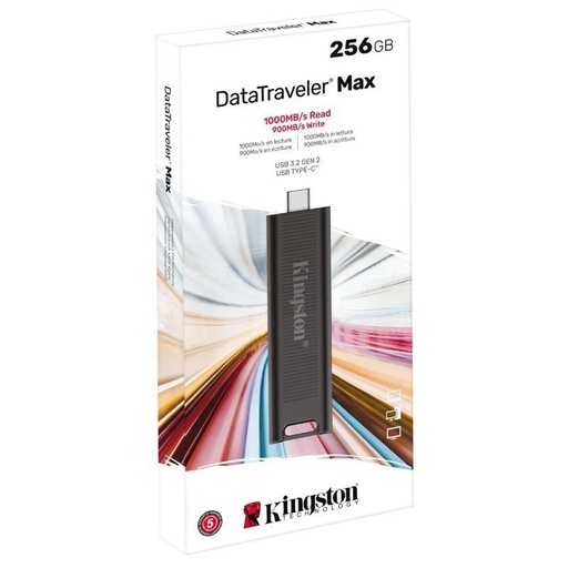 [DKEMT002231] Memoria USB‑C Kingston DataTraveler Max – 256 GB, USB 3.2 Gen 2, negro[DTMAX/256GB] 