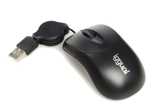 [IGG316832] Ratón Retráctil Iggual COM-BASIC – 800 DPI, Negro