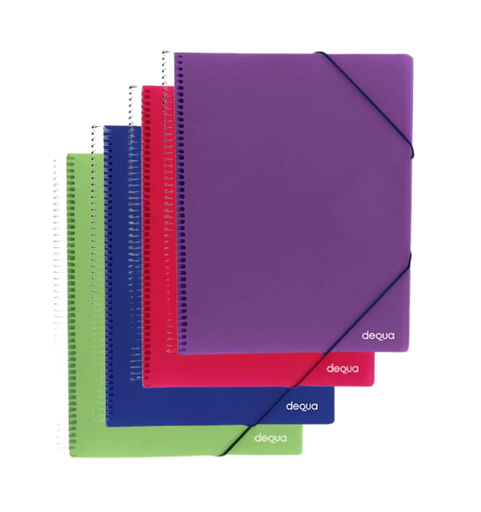 Tarifario A4 Dequa – espiral con gomas, 20 fundas