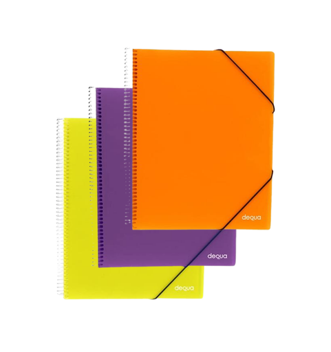 Tarifario espiral con gomas A4 Dequa - 30 fundas, varios colores