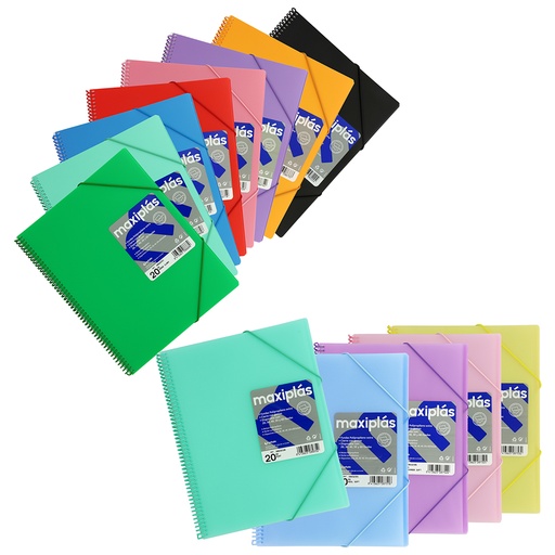 Tarifario A4 Maxiplás – espiral con gomas, 40 fundas
