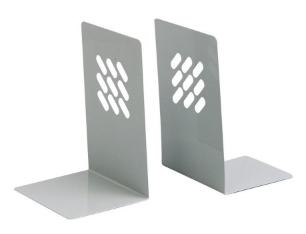 JUEGO DE 2 APOYALIBROS gris metal 14 (a) x 20 (h) x 11 (p)cm mod.43992-2 Ref. 9424