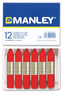 Caja 12 CERAS BLANDAS MANLEY COLOR ROJO Nº9 Ref. MNC04522