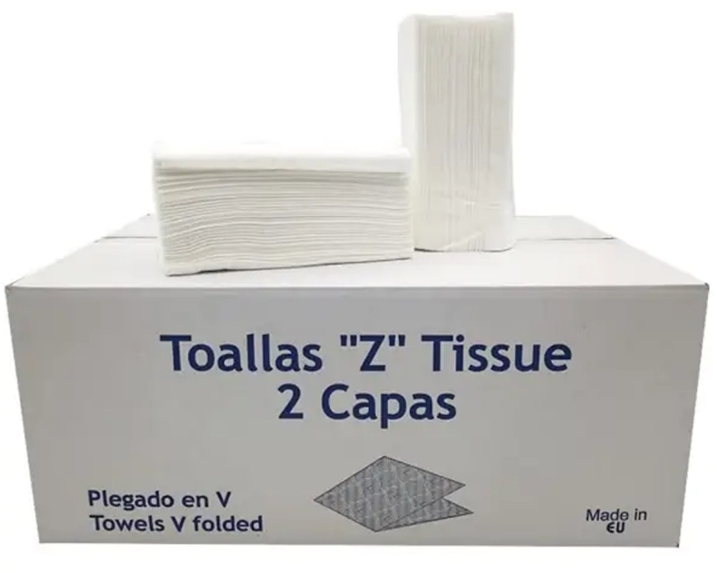 CAJA de 20 Paquetes de 200 TOALLITAS ZIG-ZAG CELULOSA TISSUE 2 CAPAS CG PT190 Ref. CEL236