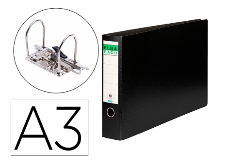 [ARELR0033] Archivador A3 apaisado lomo ancho 80 mm Elba – negro[100202079] 