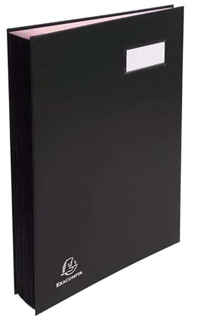 Portafirmas Exacompta cartón A4 negro, 24 pestañas Ref. 24241E-