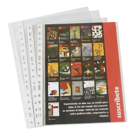 [ARGPL0605 - 067085] Fundas 4 taladros A4 lomo reforzado Grafoplás – 50 uds[05580070] 