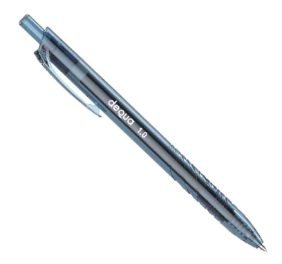 BOLIGRAFO RETRACTIL PLASTICO RECICLADO DEQUA AZUL 040320