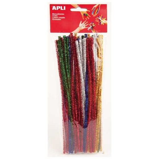 [MEACP13066 - 012476] Limpiapipas purpurina colores surtidos Apli – 300×5 mm, P/50 uds[13066] 