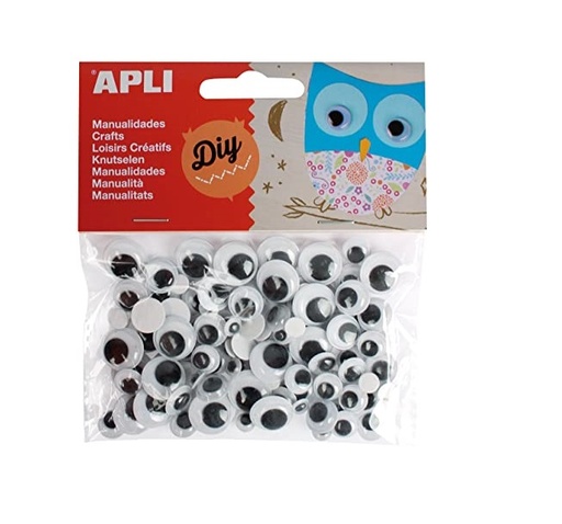 [MEACP13263 - 012635] Ojos Móviles Adhesivos Apli – Bolsa 100 uds[13263] 