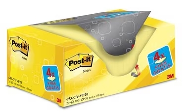 PACK de 16+4 TACOS NOTAS POST-IT 38x51mm MOD.653CY-VP20 Ref.7100172332