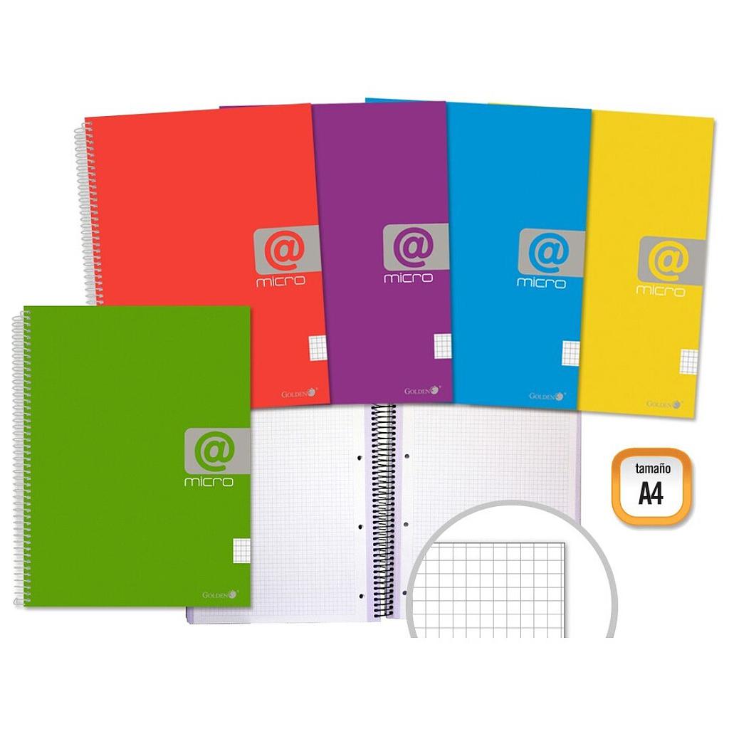BLOC A4 160 HOJAS MICROPERFORADAS TAPA EXTRADURA COLORES SURTIDOS CUADRICULA 5X5 GOLDEN Ref. 317059..