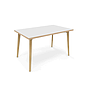 Mesa rectangular Timber - Patas en haya, Tapa en color Blanco polar y canto en roble - 120x56x74cm