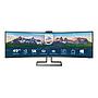 Philips Brilliance P-line 499P9H - Monitor LED  curvado - 49" (48.8" visible) - 5120 x 1440 Dual Quad HD @ 60 Hz - VA - 450 cd/m² - 3000:1 - Display HDR 400 - 5 ms - 2xHDMI, DisplayPort, USB-C - altavoces - negro con textura